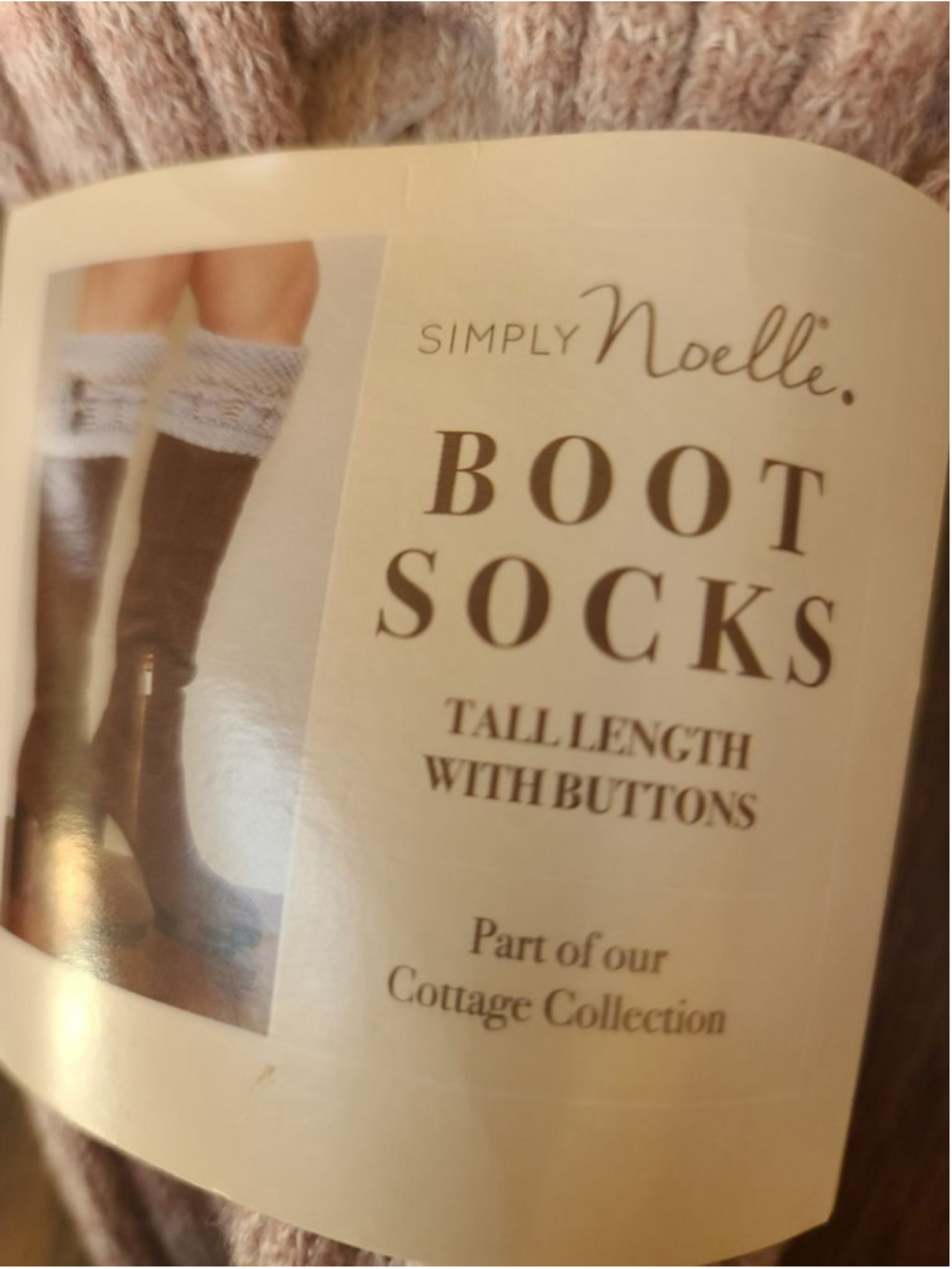 NWT Simply Noelle Cottage Collection Tall Boot Socks Pink Marl Buttons - Picture 4 of 5